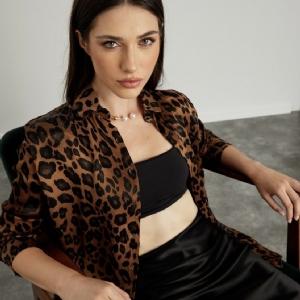 Leopar saten gömlek