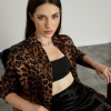 Leopar saten gömlek